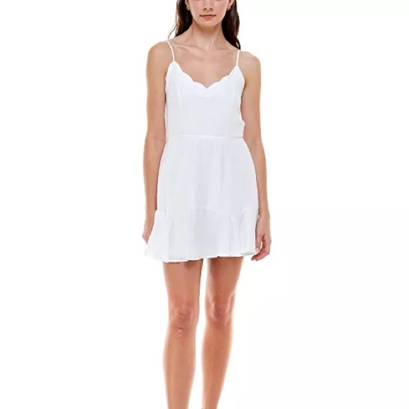 Trixxi Scalloped Fit & Flare Dress White - Picture 3 of 3